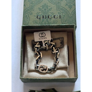 Gucci Sterling Silver 925 Unisex Chain Bracelet with Interlocking G Logo, New